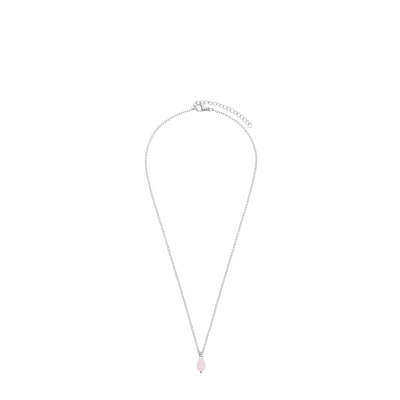 Afbeelding van Lucardi Dames Stalen Ketting met rozenkwarts Staal Zilverkleurig 45 cm