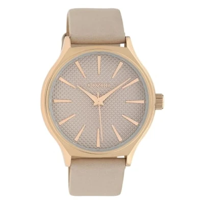 Afbeelding van OOZOO Timepieces Rosé goudkleurige horloge met oud roze leren band C10106