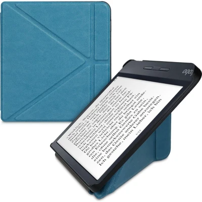 Afbeelding van kwmobile e reader hoesje compatibel Met Kobo Libra H2O hoes standaard Ereader cover van kunstleer In petrol