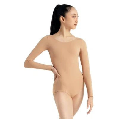 Afbeelding van Capezio Turnpakje met lange mouwen voor dames, Lichte zonnebrand, S