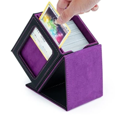 Afbeelding van Tolesum Card Deck Box met weergavevenster voor MTG, Gathering kaartenbox 100+ kaarten, PU leer, sterke magnetische verzamelkaartenbox, compatibel Magic Commander TCG kaarten