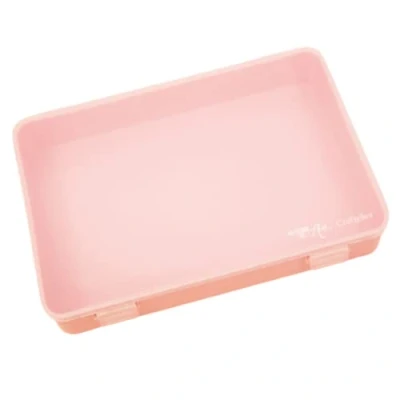 Afbeelding van Craftelier Opbergdoos voor scrapbooking en knutselwerk met transparant deksel, stapelbaar gelijke dozen, afmetingen 26,5 cm x 17,8 4,2 cm, pastelroze