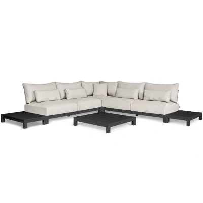 Afbeelding van Evora hoek loungeset 6 delig natural mixed weave / matt black frame SUNS
