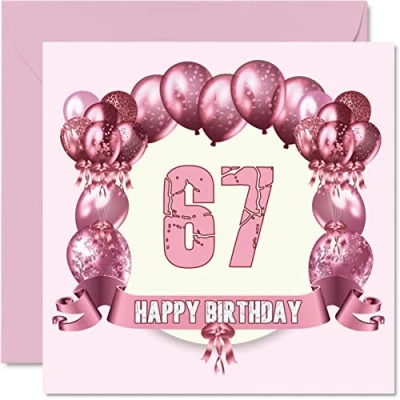 Afbeelding van Leuke 67e verjaardagskaarten voor vrouw verjaardagsballonnen gelukkige verjaardagskaart papa mama opa oppas oma tante neef 145 mm x wenskaarten,