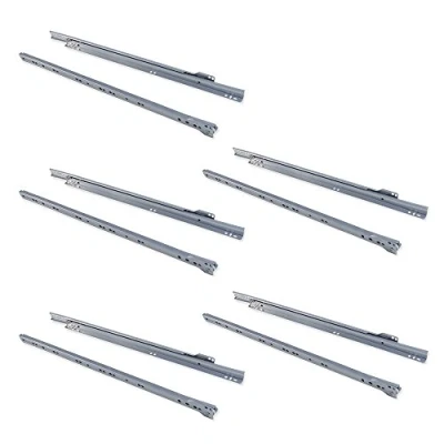 Afbeelding van Emuca Set ladegeleiders met rolgeleiding, zelf sluitings, 550 mm, voor gedeeltelijke opening, Metallic grijs, 5 st.