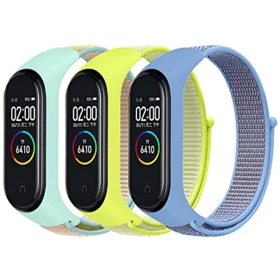 Afbeelding van Wandeful Armband voor Xiaomi Mi band 6/6 NFC armband, 5 4/Mi 3 stuks nylon geweven vervanging geel/blauw/groen, modern