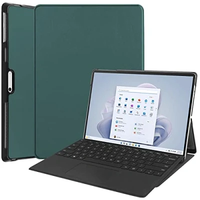 Afbeelding van Case2go Hoes geschikt voor Microsoft Surface Pro 9 13 inch Cover Book Case met Stand Functie Donker Groen