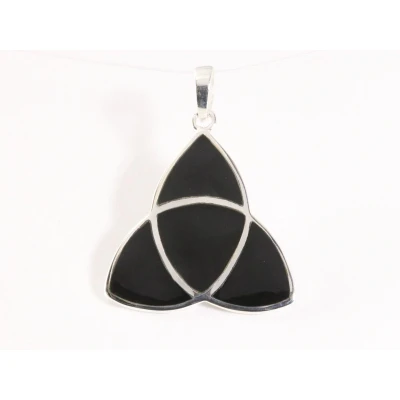 Afbeelding van Zilveren triquetra hanger met onyx