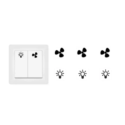 Afbeelding van Schakelstickerset 3 x ventilator en lichtstickers symbolen (RP16/1) (15 15 mm)