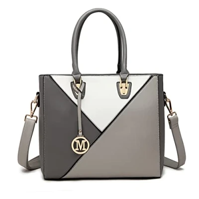 Afbeelding van Miss Lulu Dames Handtas Shopper Veelkleurig Geweldig voor Office School Travel (Grijs)