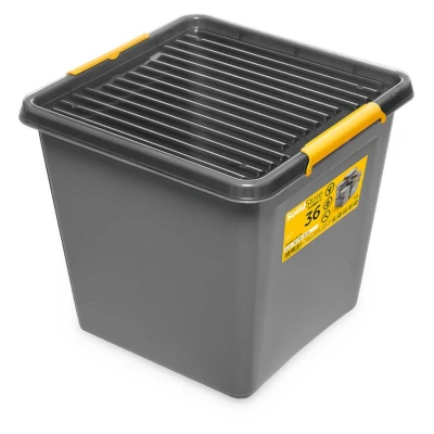 Afbeelding van ORPLAST SolidStore 36 Box met deksel/clips Liter 39 x 35cm grijs