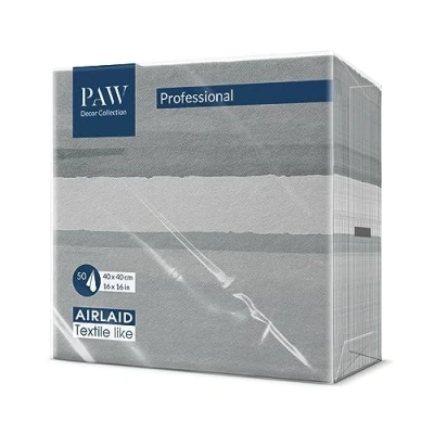 Afbeelding van PAW Airlaid Servetten (40 x 40 cm) I 50 Stuks Bruiloft en Verjaardag Decoratie Ideaal voor Bruiloften, Communies, Recepties Elegant Tafeldecoratie Kleur: Vloeibaar grijs