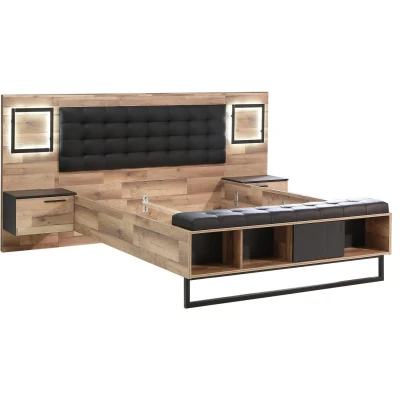 Afbeelding van FORTE Ledikant Sirius Crown met ledverlichting en bekleed hoofdbord
