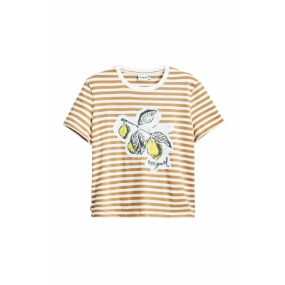Afbeelding van Desigual Striped Tshirt print, Dames, Maat: Medium, White