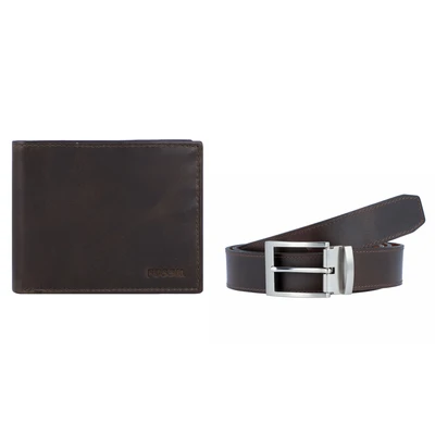 Afbeelding van Fossil GIFT SET Portemonnee, Heren, Maat: One Size, Dark brown