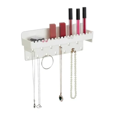 Afbeelding van Relaxdays sieradenhouder muur witte oorbellenhouder hangend sieradenrek armbanden