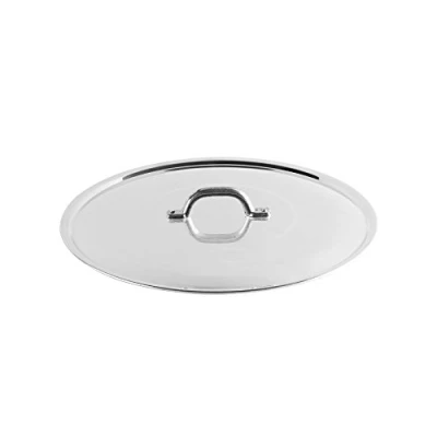 Afbeelding van Pentole Agnelli FAMA2928 plat deksel met handvat, velg en brug, zwaar type in BLTF aluminium, gepolijst zilver, 28 cm