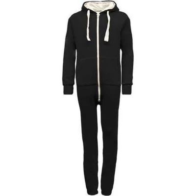 Afbeelding van Joggingstof onesie huispak joggingpak zwart maat 146/152