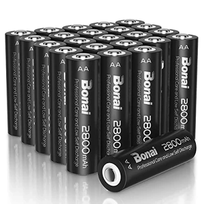 Afbeelding van BONAI AA Batterijen Oplaadbare, 2800mAh Hoge Capaciteit 1200 Cycli Ni MH Oplaadbare Lage Zelfontlading Batterijen, 24 Stuks
