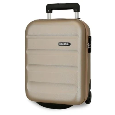 Afbeelding van Roll Road Flex hardcase koffer van ABS, een materiaal, zijdelingse combinatiesluiting, 4 dubbele wielen, handbagage, praktische binnenruimte met één vak, Champagne, Eén maat, handkoffer