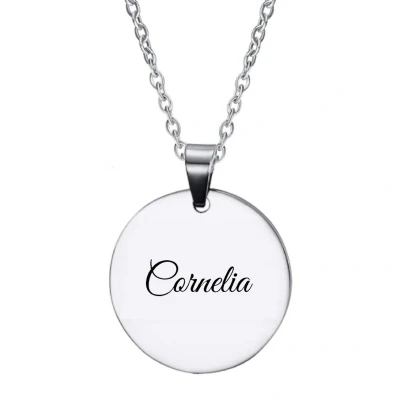 Afbeelding van Ketting RVS Met Naam Gravering Cornelia Zilver Rond