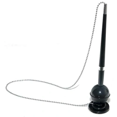 Afbeelding van OFFICER PRODUCTS 17016611 01 Balpen met metalen ketting, staand zelfklevend, balpenstandaard, kleur: zwart, 1 stuk