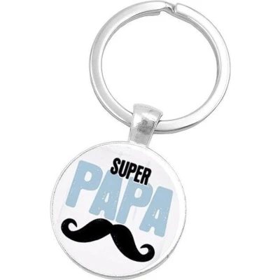 Afbeelding van Super Papa Snor Sleutelhanger Key Ring Vaderdag Cadeautjes Kados Cadeau Vader Cadeautje voor Man