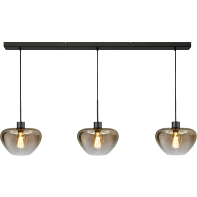 Afbeelding van Masterlight 3 lichts hanglamp Genua zwart met goud glas Ø 29cm 2971 05 130 29