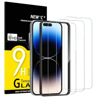 Afbeelding van NEW&#039;C 3 Stuks, Screenprotector voor iPhone 14 Pro (6,1 inch), Gehard Glass Schermbeschermer Film 0.33 mm Ultra transparant, resistent Eenvoudig installatiegereedschap inbegrepen