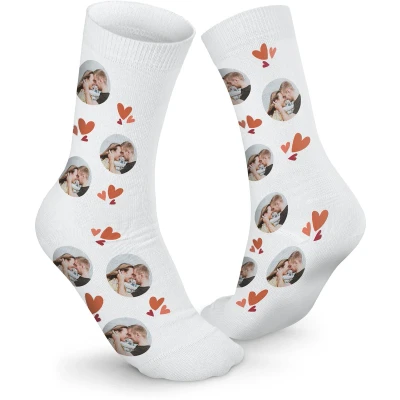 Afbeelding van Gepersonaliseerde sokken met foto Maat 35/38 Witte Full Colour Afbeelding Naar Keuze Lange Kousen Grappig Cadeau