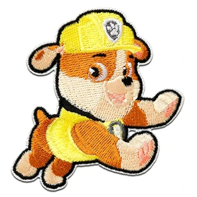 Afbeelding van Lapjes Appliqués Paw Patrol Rubble overdrukplaatjes opzetstukken Applicaties opnaaien opstrijken Lap Patches, Maat: 6,3 x 6,1 cm