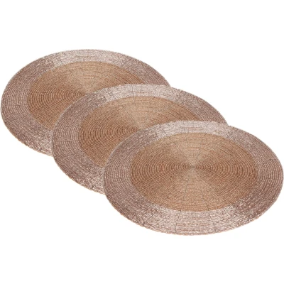 Afbeelding van 4x stuks placemats/onderleggers champagne rond D35 cm Placemats