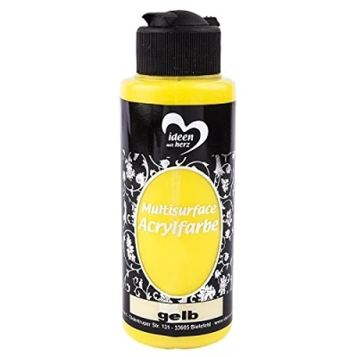 Afbeelding van Acrylverf &quot;Multisurface&quot; Multifunctionele verf voor het schilderen van hout, glas, polyester, keramiek, porselein, terracotta, piepschuim, stof, leer universele op waterbasis 120 ml (geel)