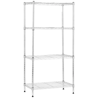 Afbeelding van Amazon Basics Opslagkast, 4 planken, smal, planken en poten verstelbaar in hoogte, draagkracht maximaal 363 kg, chroom, 34 x 58,9 121,9 cm (D B H)