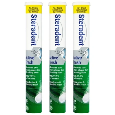 Afbeelding van Steradent Active Fresh kunstgebit reiniger 3 x 30 tabletten