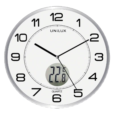 Afbeelding van Wandklok Unilux Tempus diameter30,5cm lichtgrijs/wit