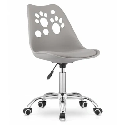 Afbeelding van PRINT Bureaustoel Grijs, Modern Ergonomisch Design, Verstelbare Zithoogte, Chromen Basis, Geschikt voor Kinderkamer, Thuiswerkplek of Kantoor, Max. 110 kg