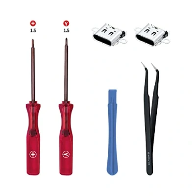 Afbeelding van Mcbazel Lot 2 Switch laadbus, stekker, type C oplaadpoort, vervanging met reparatiegereedschap, kit voor NS console