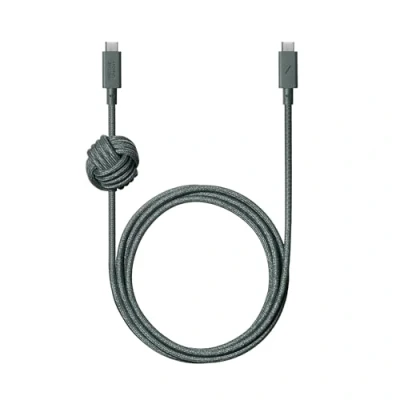 Afbeelding van Native Union Anchor Cable 240W 10ft Versterkte Gevlochten USB C naar PD3.1 Oplaadkabel met Verzwaarde Knoop Voor iPhone 15 Pro Max, MacBook 14&quot;/16&quot; M2, Air 15&quot; M2 (Leisteen Groen)