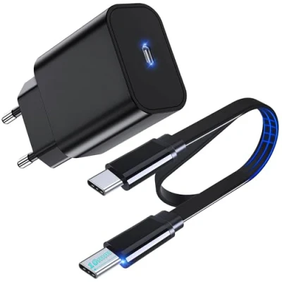 Afbeelding van UNIDOPRO USB C Oplader 30W GaN PPS PD 3.0 Wandoplader en 1m Platte Kabel naar [10mm Connector ] voor OUKITEL WP20 WP19 WP15 WP5 Pro Doogee V20 V10 S98 S89 S97 Outdoor Smartphone