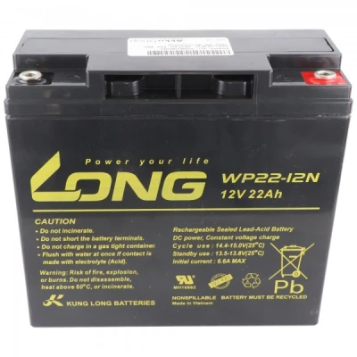 Afbeelding van Kung Long WP22 12N F8 loodvlies accu, 12V, 22Ah, M6 binnendraad