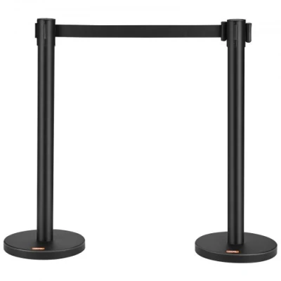 Afbeelding van VEVOR Geleidingsstang, 2 stuks, 90 cm, met intrekbare band van 200 voor het scheiden de staart openbare scholen, theater, hotel, tentoonstelling, zwart