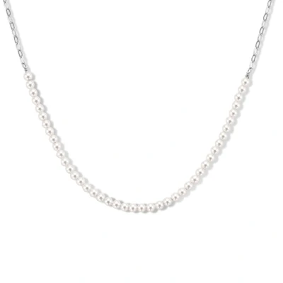 Afbeelding van zilver gerhodineerd collier synth. parel 41 + 5 cm 1335874 horloge Wit 46