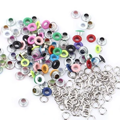Afbeelding van Metalen oogjes kit, 5 mm ogen met sluitringen voor doe het zelf leer, kleding, schoenen, riem handwerk, 100 stuks (kleur)