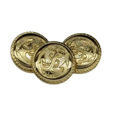 Afbeelding van BOTIBOTON 25 gouden en zilveren knopen met anker marineblauwe knopen, 2 maten 15 23 mm, naaitoebehoren, voor Amerikanen jassen, gemaakt verzonden vanuit Spanje (goud, mm)
