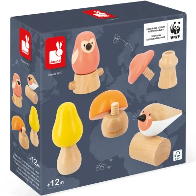 Afbeelding van Janod wwf ik leer schroeven vogels en paddenstoelen