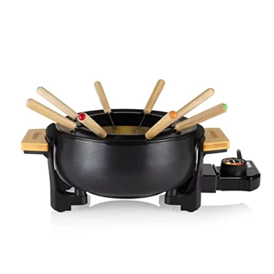 Afbeelding van Tristar Fonduepan FO 1108 Elektrische Fondueset 8 personen Geschikt voor kaas, olie, chocolade en bouillon Bamboe