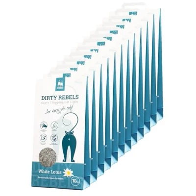 Afbeelding van Dirty Rebels kattenbakvulling WHITE LOTUS 12 pack (12x10 L) extreem snel klontvormend