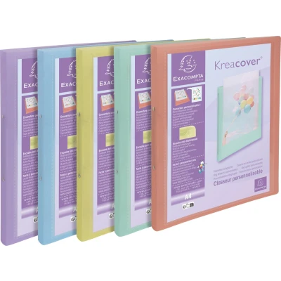 Afbeelding van Ringmap met 2 ringen Kreacover Pastel 20 stuks assorti Exacompta
