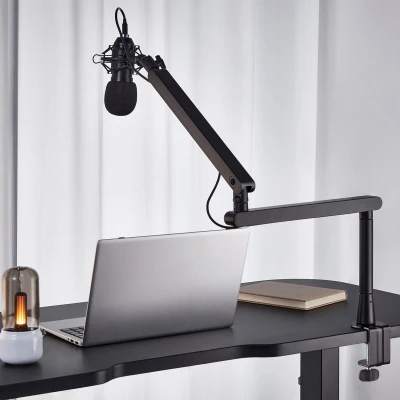 Afbeelding van Maclean Microfoonhouder microfoon Arm Universele bureaustandaard houder max. 2kg Zwart MC 971